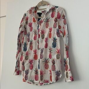 J. Crew Multicolor Pineapple Light Linen Print Shirt